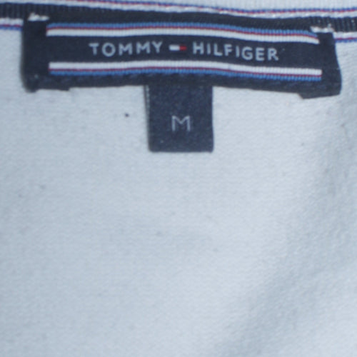 Tommy Hilfiger Women White Cotton V-Neck Long Sleeve Jumper M