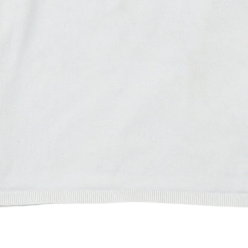 Tommy Hilfiger Women White Cotton V-Neck Long Sleeve Jumper M