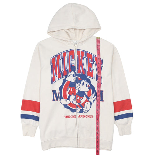 H&M Boys White Full Zip Mickey Mouse Hoodie 10-12 Years Cotton Blend