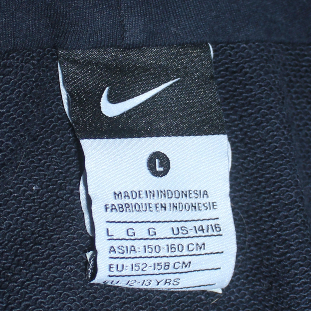 Nike Boys Black Pullover Hoodie L 12-13 Years Cotton Blend