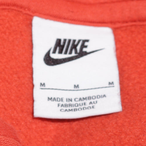 Nike Men's Orange Pullover Hoodie M Logo Fleece Kangaroo Pocket