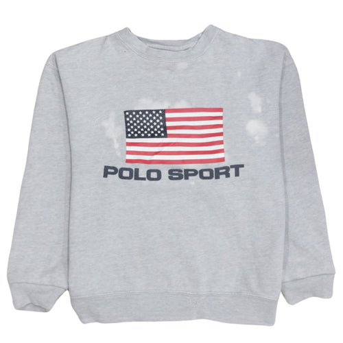 Polo Sport Ralph Lauren Women Grey Flag Logo Cotton Sweatshirt M