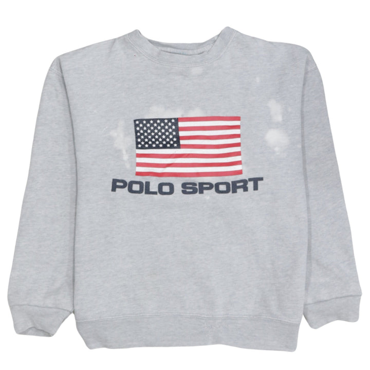 Polo Sport Ralph Lauren Women Grey Flag Logo Cotton Sweatshirt M