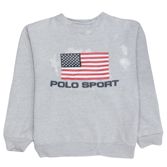 Polo Sport Ralph Lauren Women Grey Flag Logo Cotton Sweatshirt M