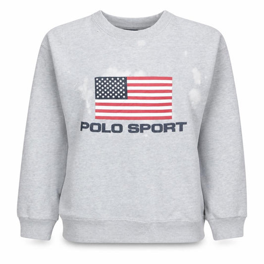 Front view of Polo Sport Ralph Lauren Women Grey Flag Logo Cotton Sweatshirt M