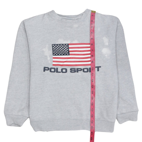 Polo Sport Ralph Lauren Women Grey Flag Logo Cotton Sweatshirt M