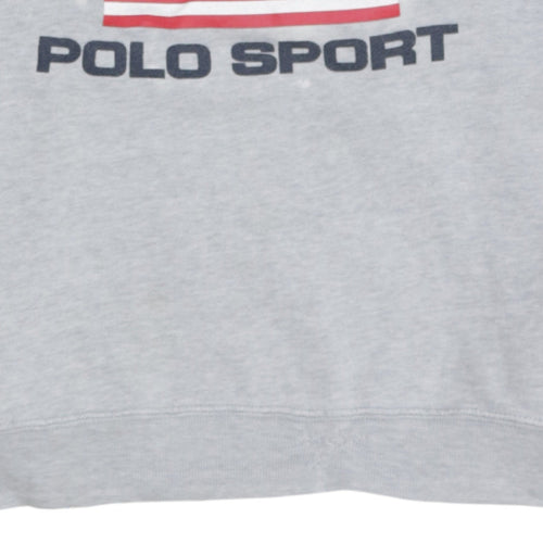 Polo Sport Ralph Lauren Women Grey Flag Logo Cotton Sweatshirt M