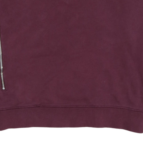Nike Women's Burgundy Crew Neck Sweatshirt Size M Cotton Blend Zip Pocket