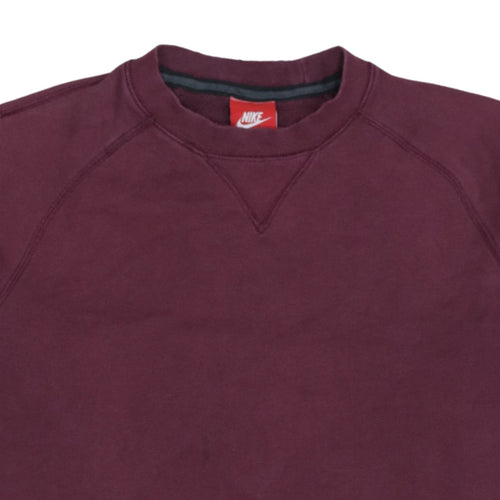Nike Women's Burgundy Crew Neck Sweatshirt Size M Cotton Blend Zip Pocket