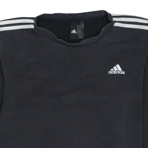 Adidas Womens Black Crew Neck Long Sleeve Pullover Sweatshirt Size M