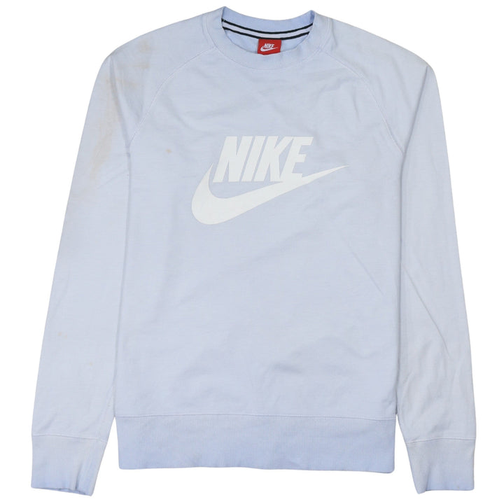 Nike Womens Light Blue Cotton Crew Neck Logo Sweatshirt M