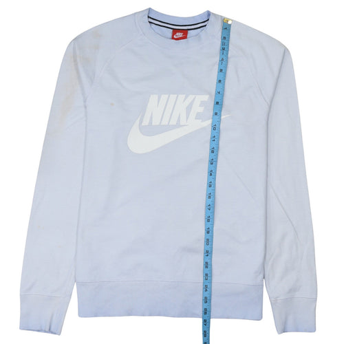 Nike Womens Light Blue Cotton Crew Neck Logo Sweatshirt M
