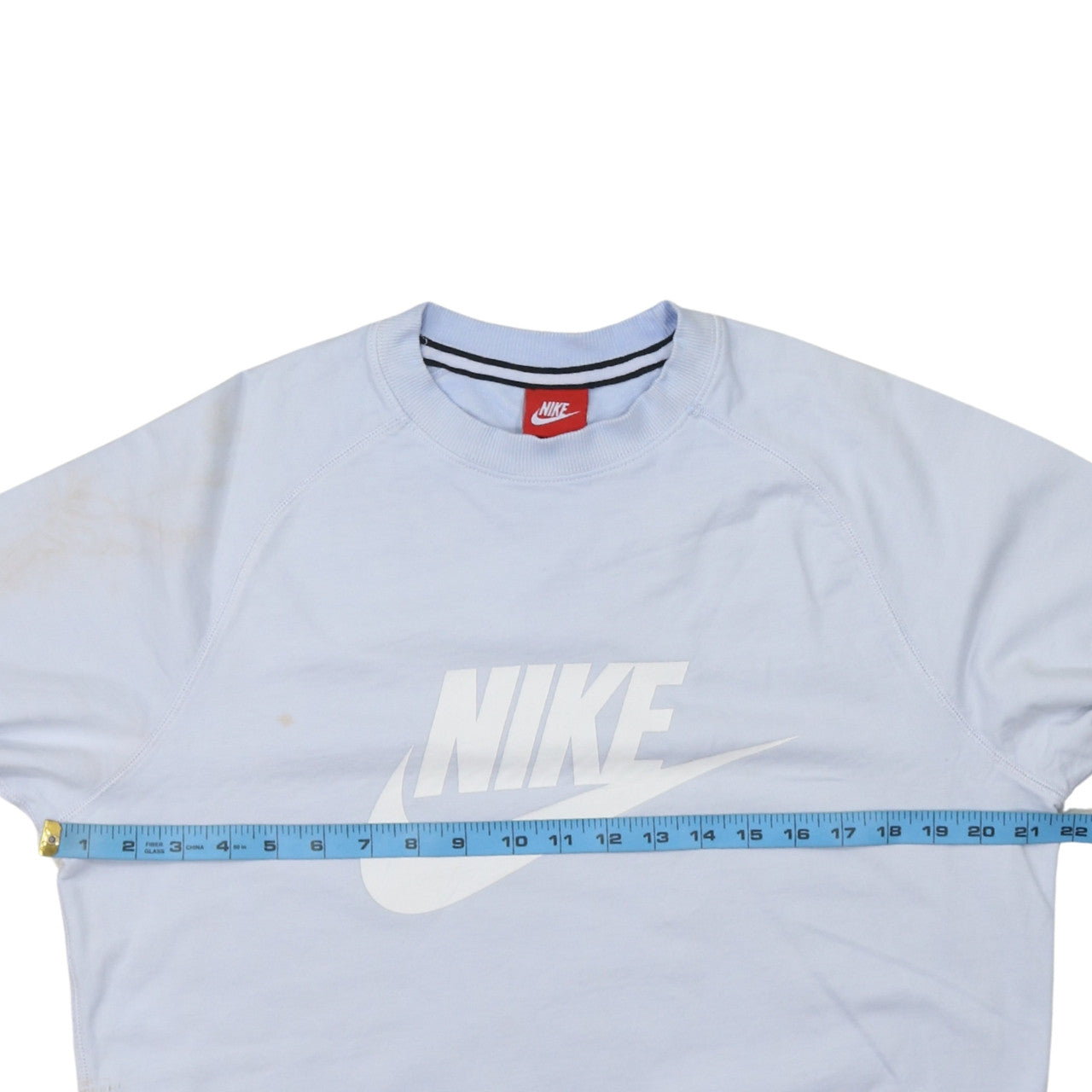 Nike Womens Light Blue Cotton Crew Neck Logo Sweatshirt M