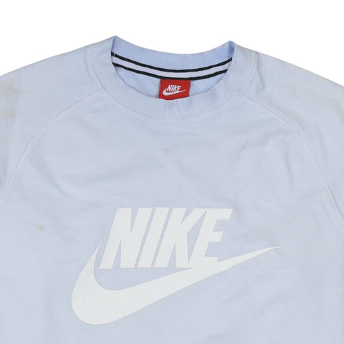 Nike Womens Light Blue Cotton Crew Neck Logo Sweatshirt M