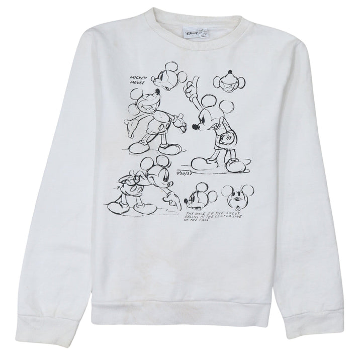Disney Primark Women White Mickey Mouse Crew Neck Sweatshirt Size S 10/12