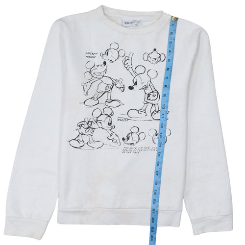 Disney Primark Women White Mickey Mouse Crew Neck Sweatshirt Size S 10/12