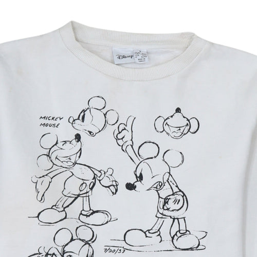 Disney Primark Women White Mickey Mouse Crew Neck Sweatshirt Size S 10/12