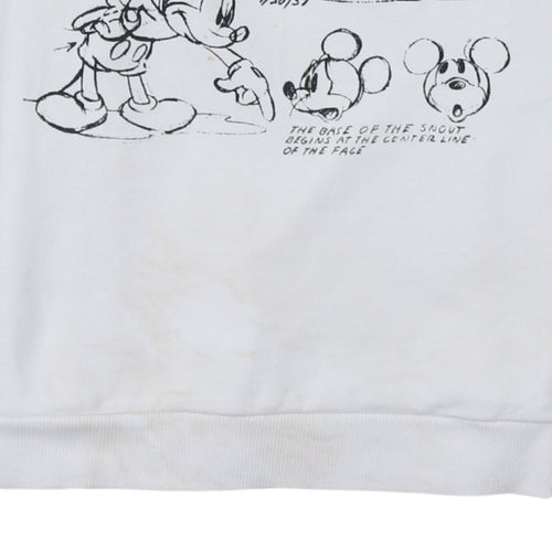 Disney Primark Women White Mickey Mouse Crew Neck Sweatshirt Size S 10/12