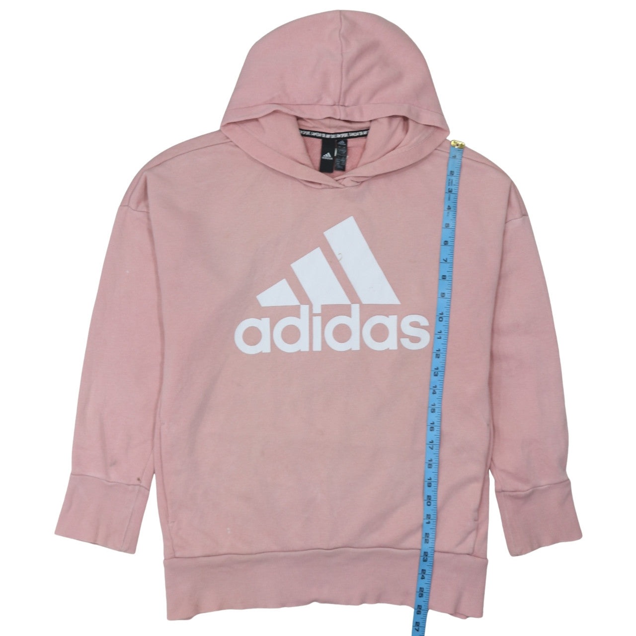 Adidas Women Pink Pullover Hoodie L Logo Graphic Casual Sweatshirt