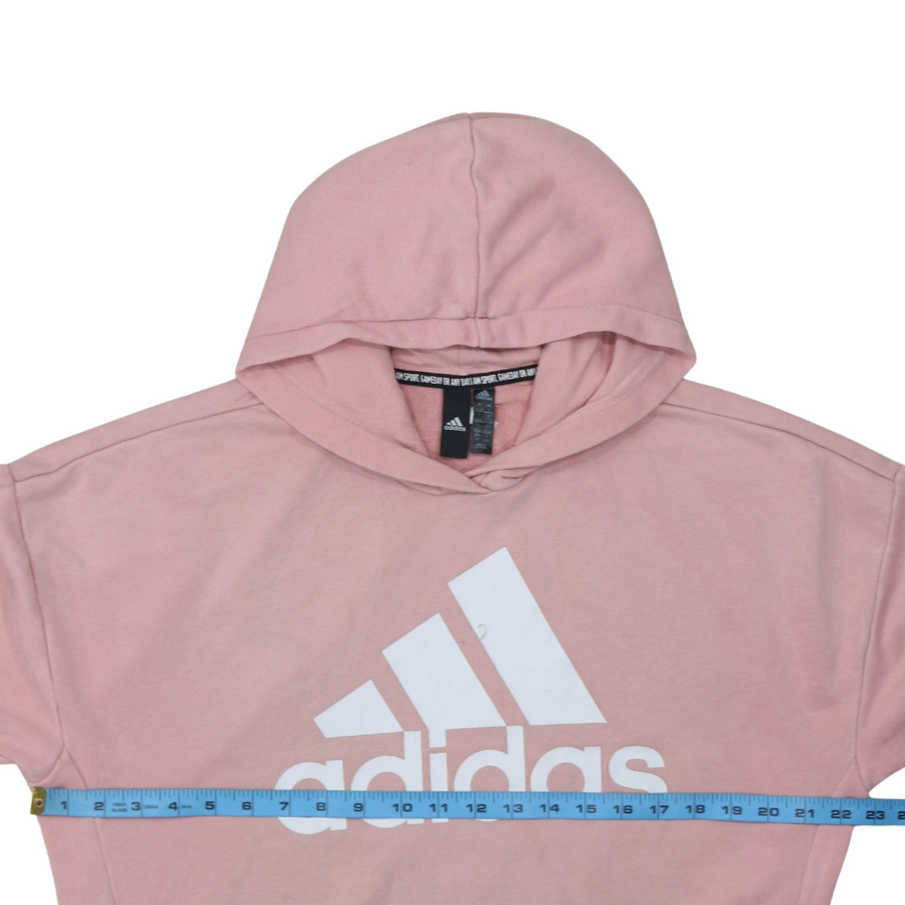 Adidas Women Pink Pullover Hoodie L Logo Graphic Casual Sweatshirt