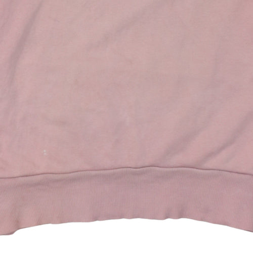 Adidas Women Pink Pullover Hoodie L Logo Graphic Casual Sweatshirt