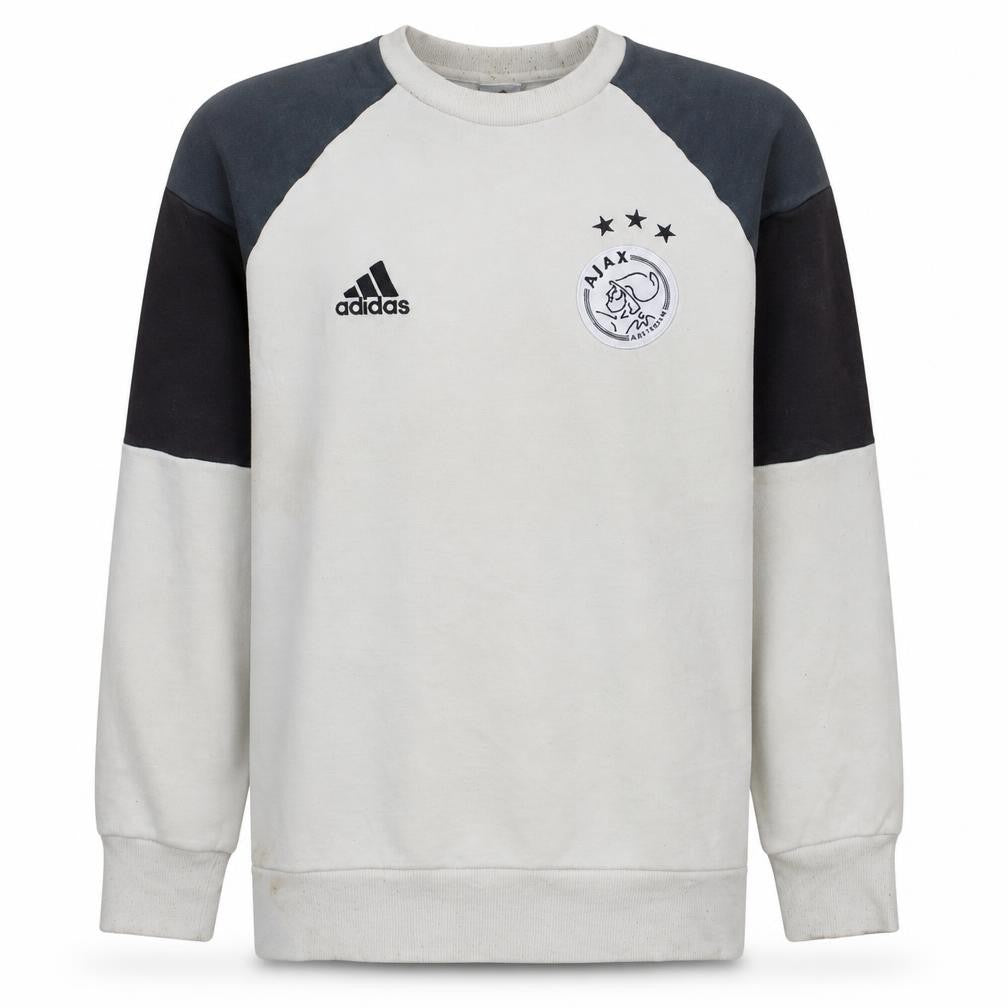Front view of Adidas Men’s Beige Ajax Amsterdam Crew Neck Sweatshirt, size L