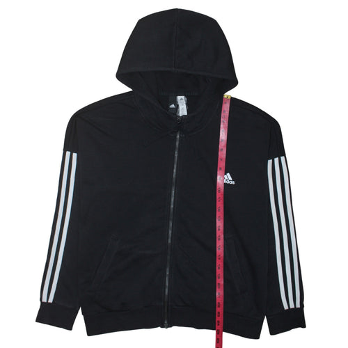 Adidas Women Black Full Zip Hoodie XL Cotton Blend Hooded Sweatshirt