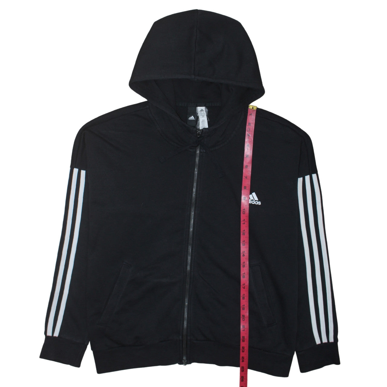 Adidas Women Black Full Zip Hoodie XL Cotton Blend Hooded Sweatshirt