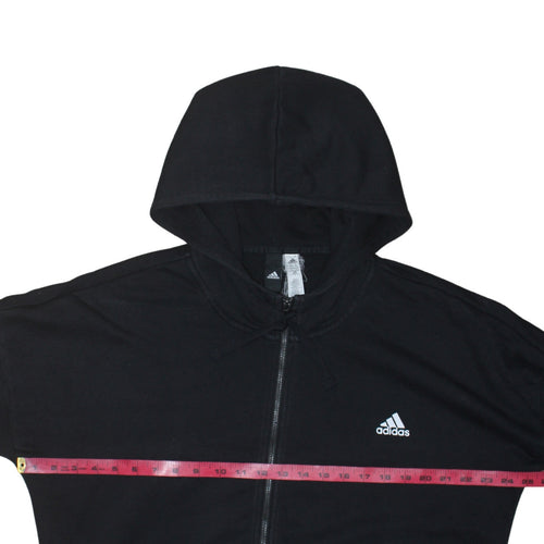 Adidas Women Black Full Zip Hoodie XL Cotton Blend Hooded Sweatshirt