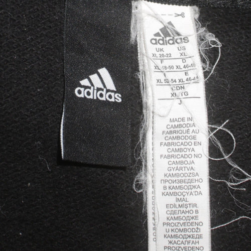 Adidas Women Black Full Zip Hoodie XL Cotton Blend Hooded Sweatshirt