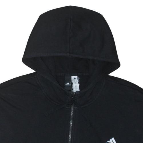 Adidas Women Black Full Zip Hoodie XL Cotton Blend Hooded Sweatshirt