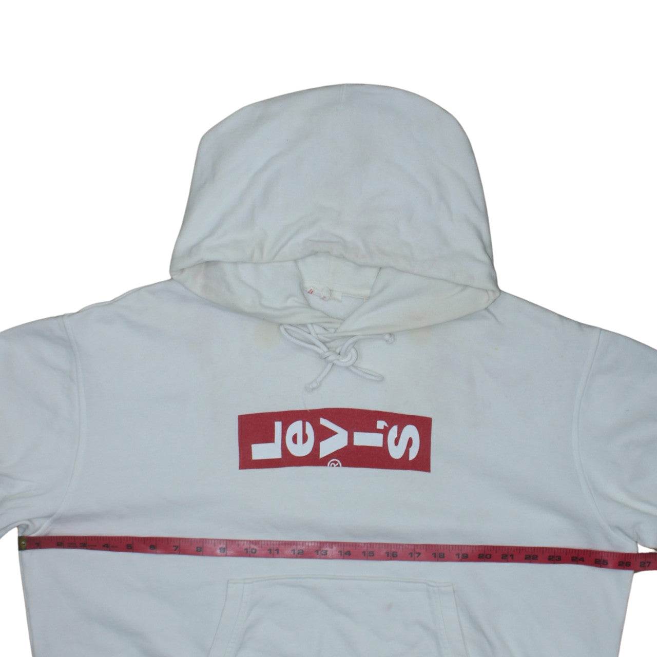 Levi's Womens White Large Pullover Hoodie with Logo Print