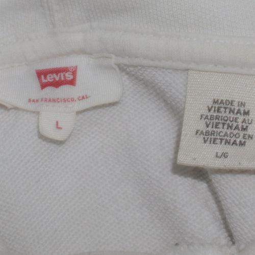 Levi's Womens White Large Pullover Hoodie with Logo Print