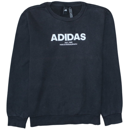 Adidas Women's Black Medium Pullover Sweatshirt Crew Neck Logo Print