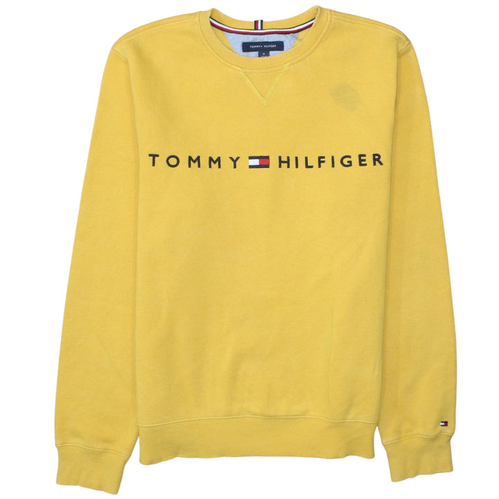 Tommy Hilfiger Women’s Yellow Logo Pullover Sweatshirt M Cotton Blend