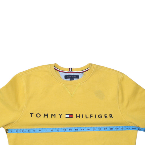 Tommy Hilfiger Women’s Yellow Logo Pullover Sweatshirt M Cotton Blend