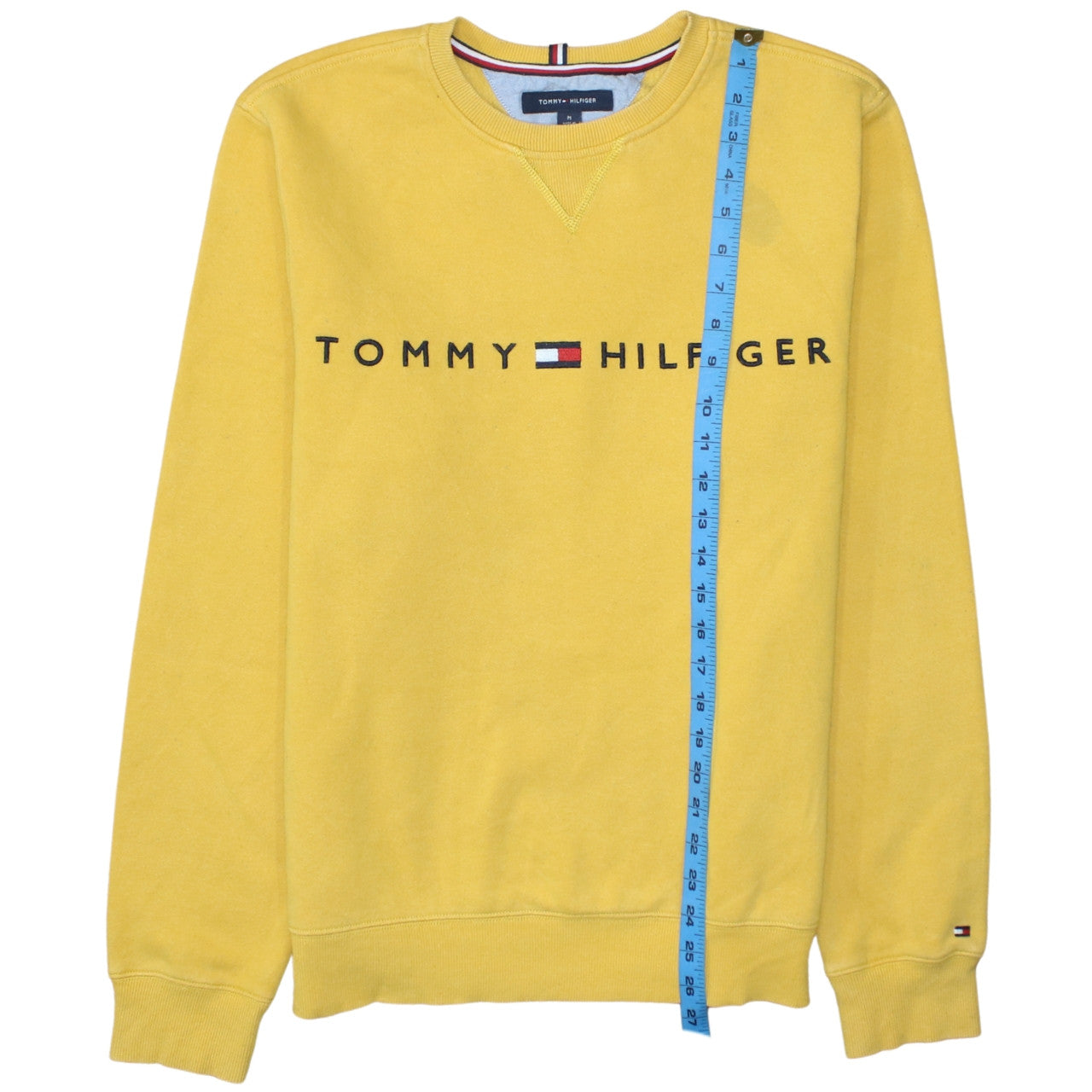 Tommy Hilfiger Women’s Yellow Logo Pullover Sweatshirt M Cotton Blend
