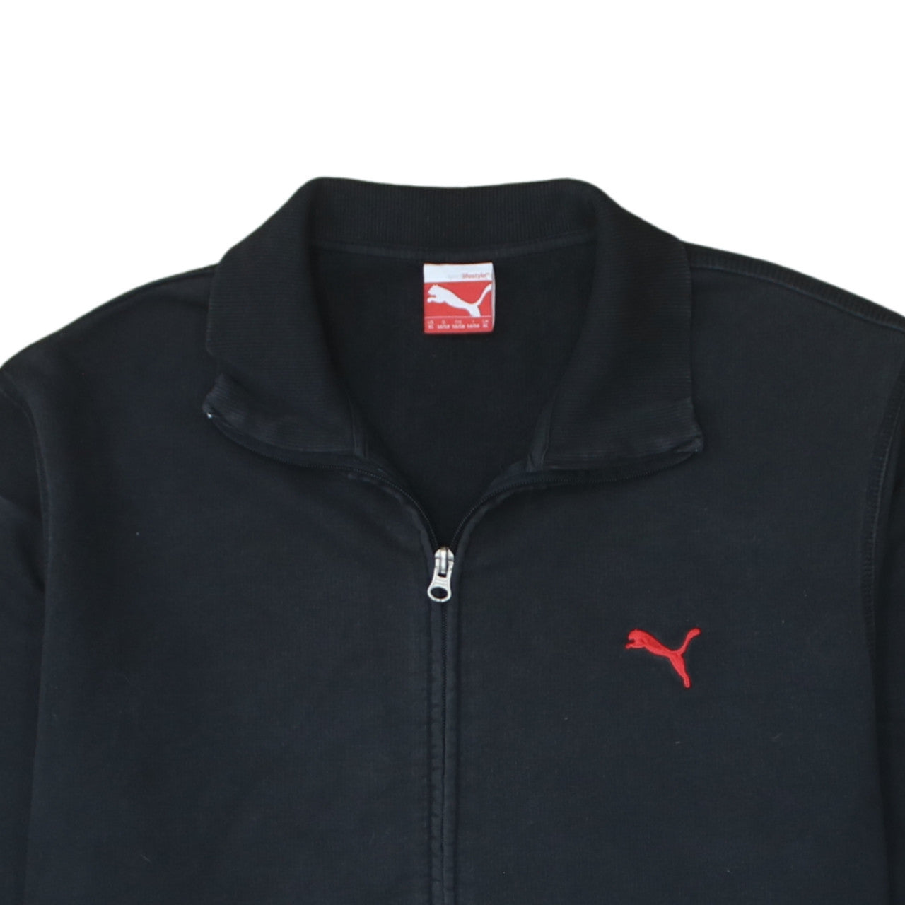 Puma Women Black XL Full Zip Sweatshirt with Red Logo