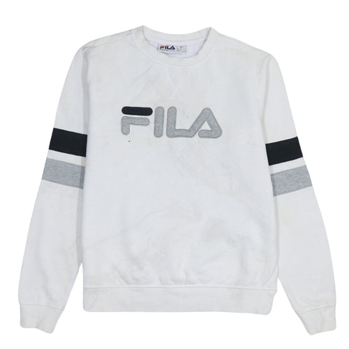 Fila Men's White Logo Crew Neck Sweatshirt Size S