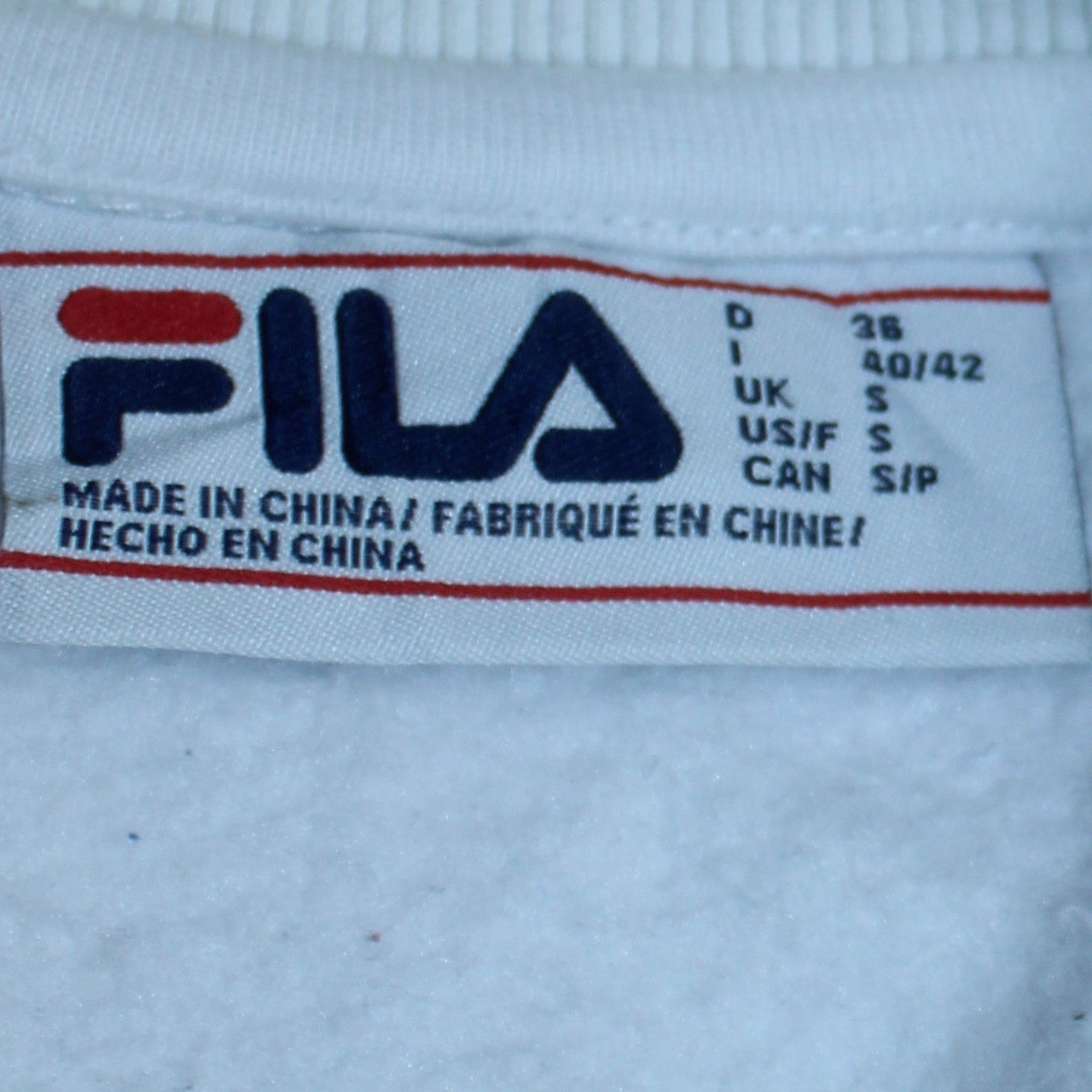 Fila Men's White Logo Crew Neck Sweatshirt Size S