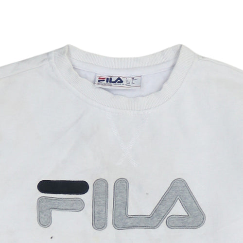 Fila Men's White Logo Crew Neck Sweatshirt Size S