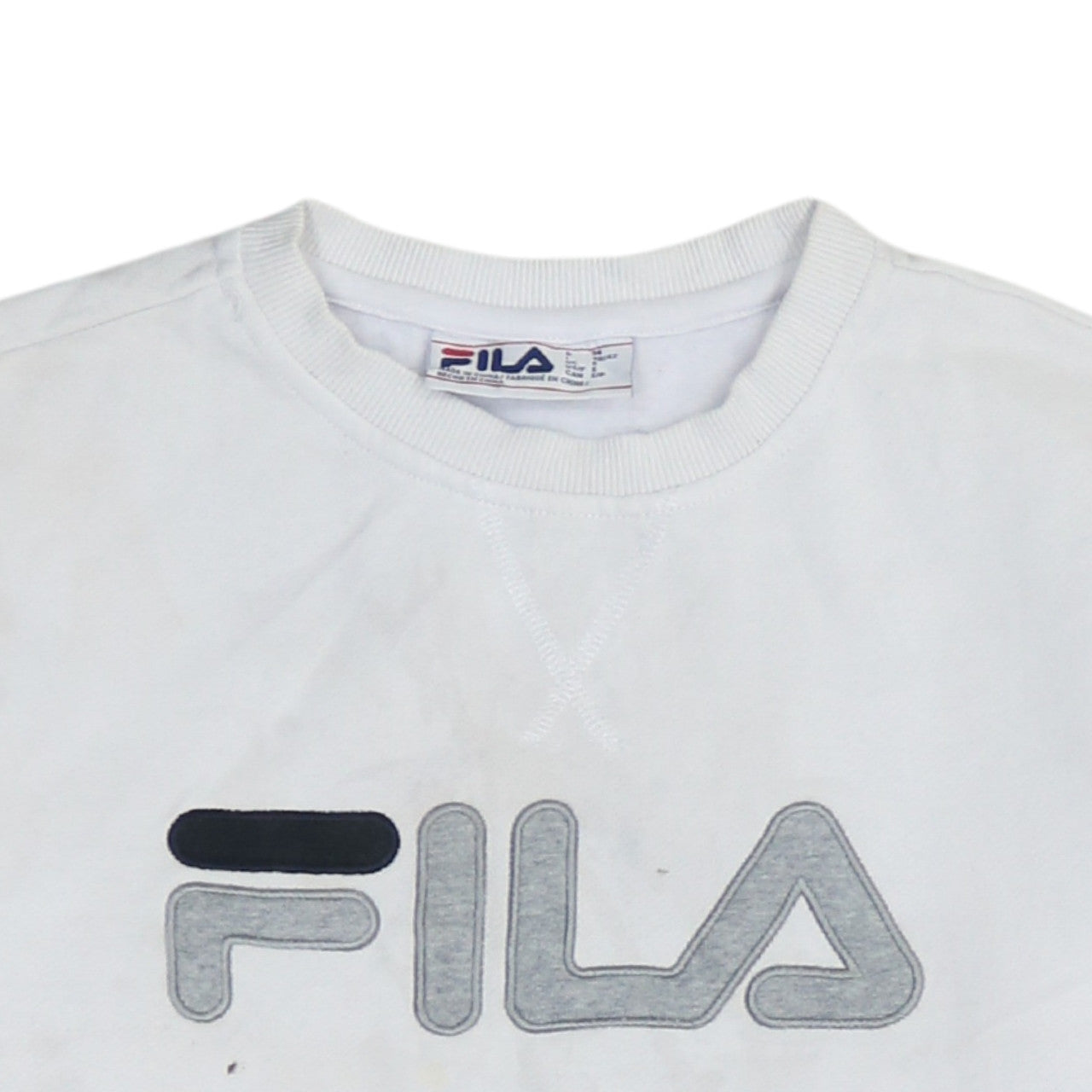 Fila Men's White Logo Crew Neck Sweatshirt Size S