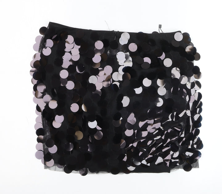 MNG Women’s Black Sequin Mini Skirt XL Short Partywear