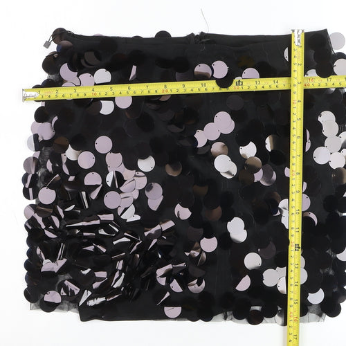 MNG Women’s Black Sequin Mini Skirt XL Short Partywear