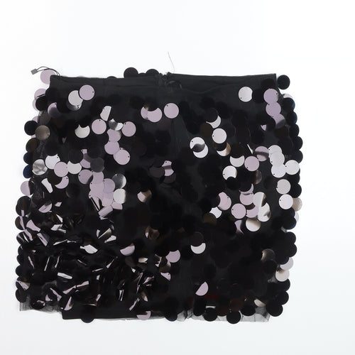 MNG Women’s Black Sequin Mini Skirt XL Short Partywear