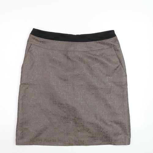 Kaliko Women Brown Size 14 Pencil Skirt Knee Length Formal Lined