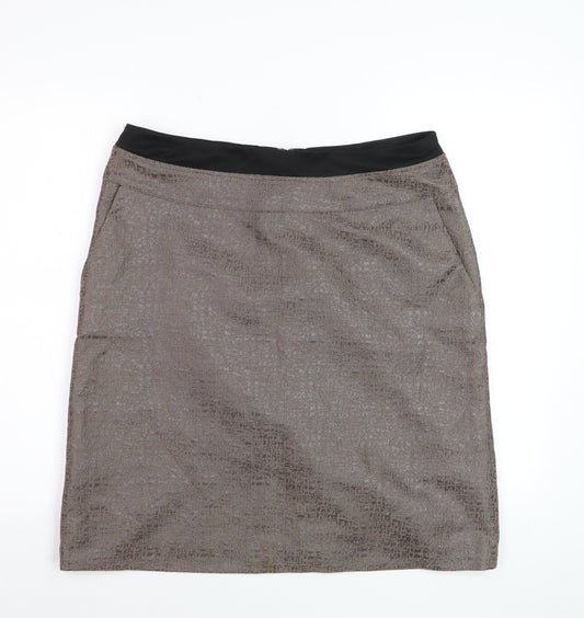 Kaliko Women Brown Size 14 Pencil Skirt Knee Length Formal Lined