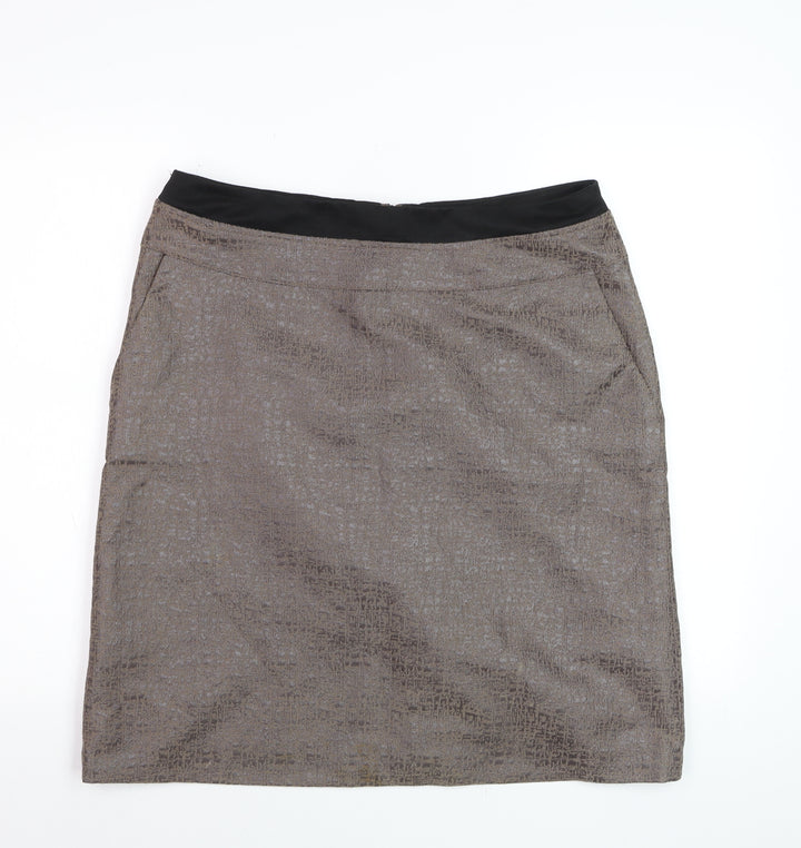 Kaliko Women Brown Size 14 Pencil Skirt Knee Length Formal Lined