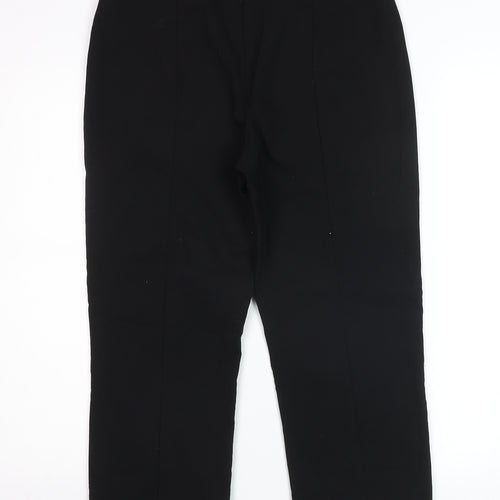 Dunnes Womens Black Cropped Trousers M Elastic Waist Cotton Blend