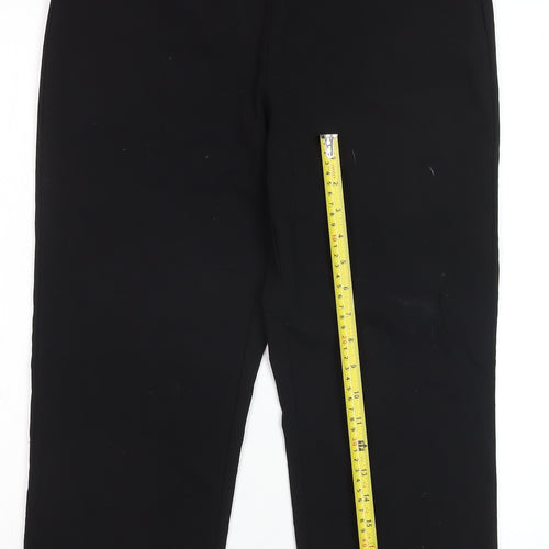 Dunnes Womens Black Cropped Trousers M Elastic Waist Cotton Blend